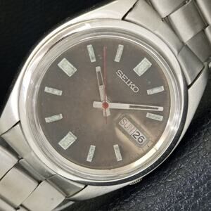 Vintage 1991 Seiko Automatic Mens Silver Watch W/daydate & Patina accents